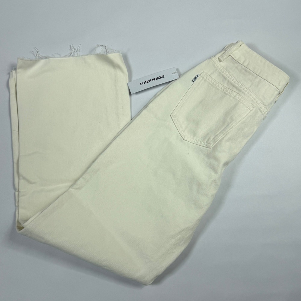 New w Tags Princess Polly Henesey Raw Hem Jeans White Wash Straight Leg Size 4